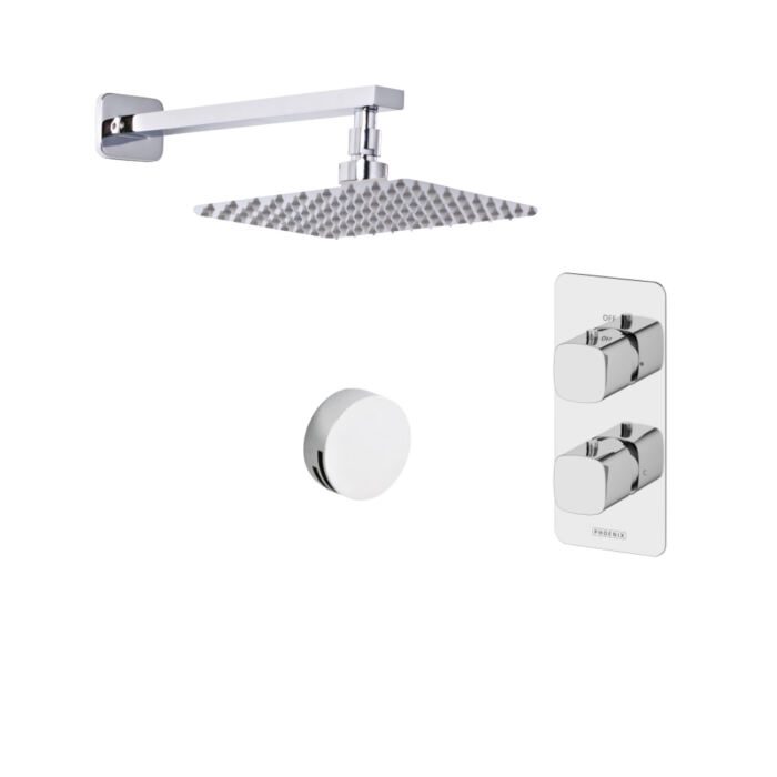 Concealed Thermostatic Valve, Overflow Filler Shower Head & Wall Arm