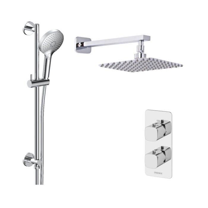 Concealed Thermostatic Valve, Shower Head, Wall Arm & Slide Rail Kit